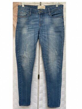 Cafe Denim Premium Distressed Blue Jeans Size 7/8